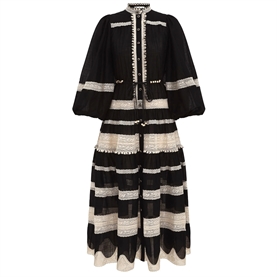 Zimmermann Rhiannon Lace Billow Kjole, Black/Cream